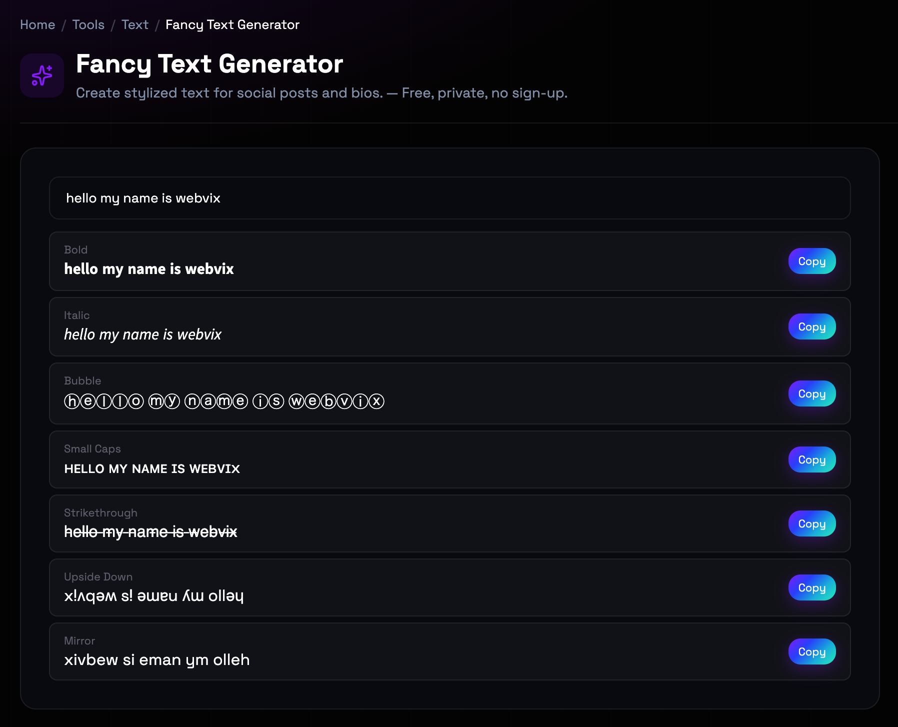 How to use Fancy Text Generator online — free, fast, and private